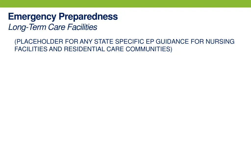 emergency preparedness long term care facilities