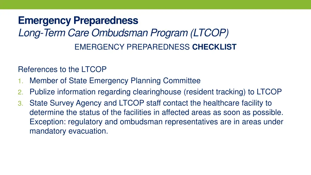 emergency preparedness long term care ombudsman 2