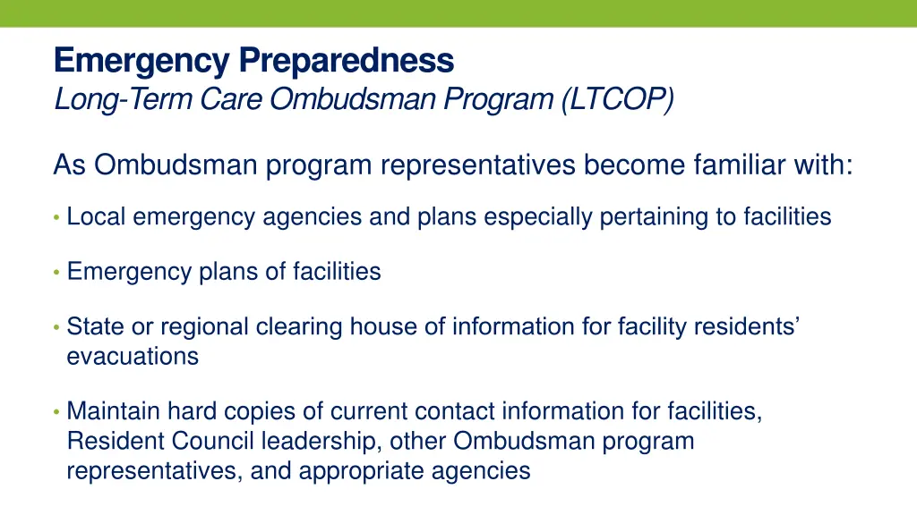 emergency preparedness long term care ombudsman 6