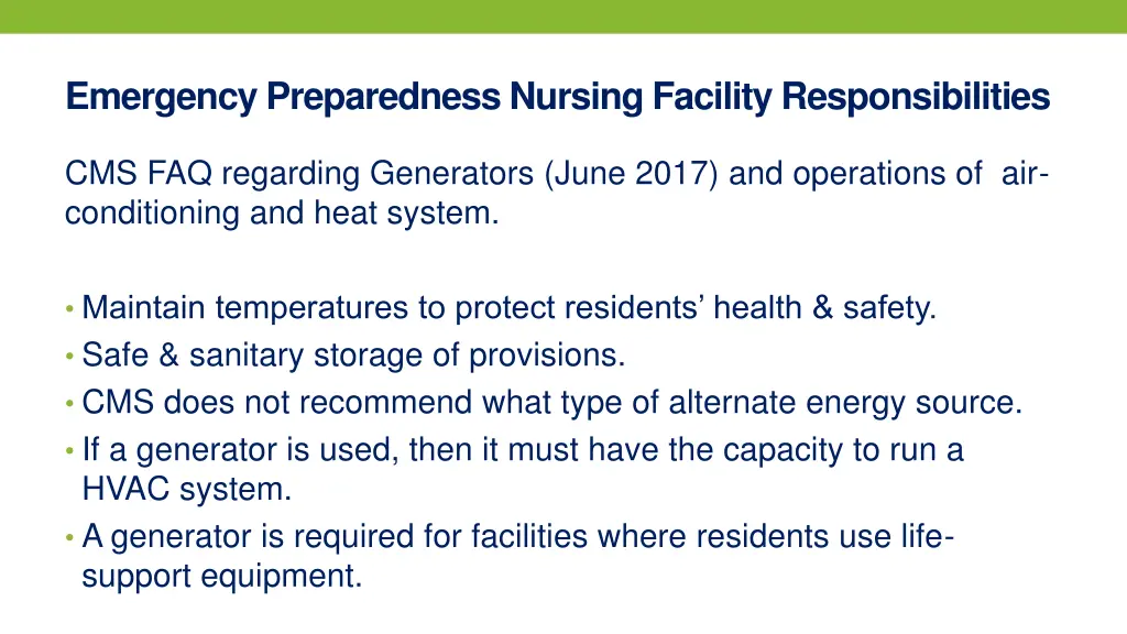 emergency preparedness nursing facility 1