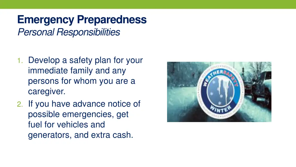 emergency preparedness personal responsibilities 1