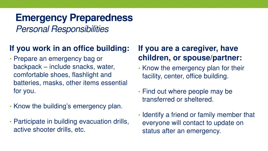 emergency preparedness personal responsibilities 4