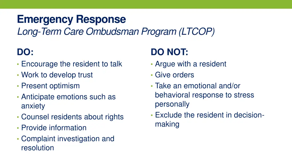 emergency response long term care ombudsman 1