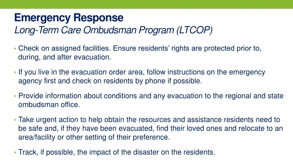 emergency response long term care ombudsman