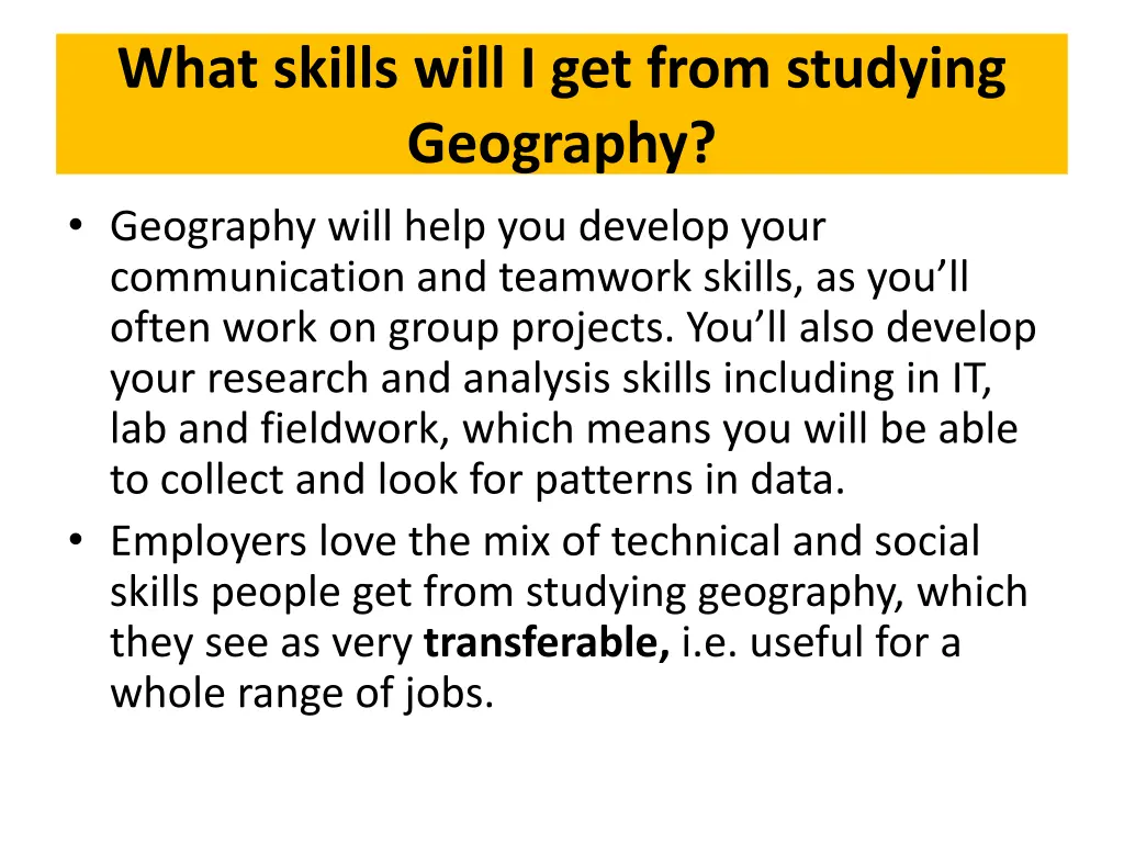 what skills will i get from studying geography