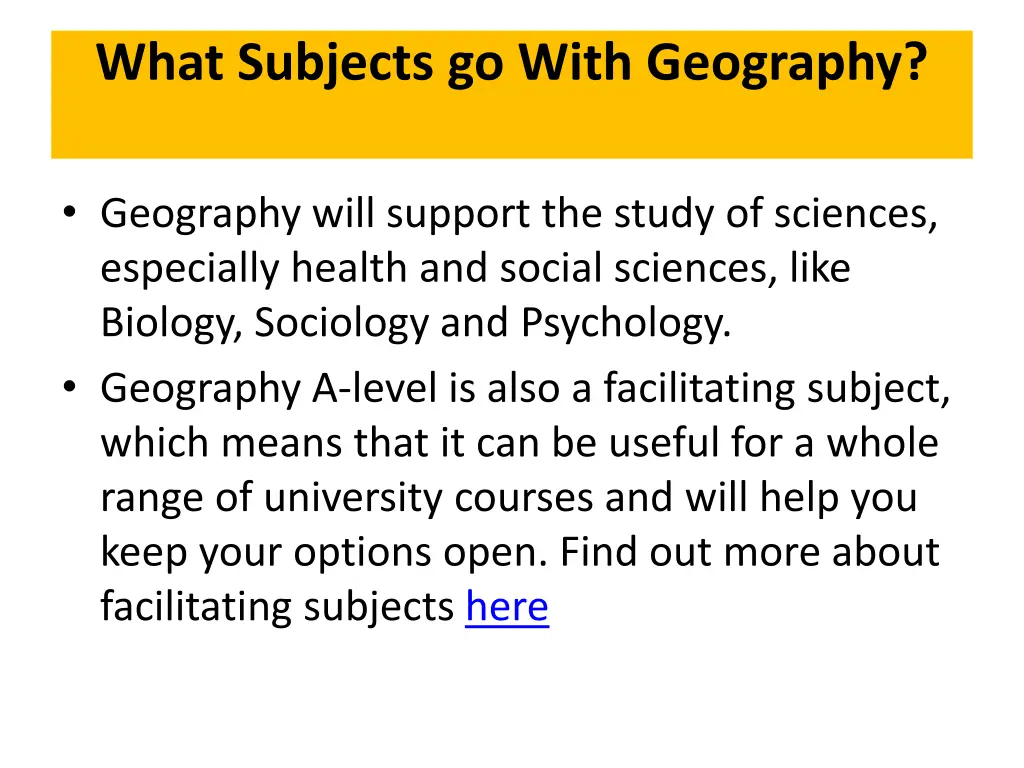 what subjects go with geography