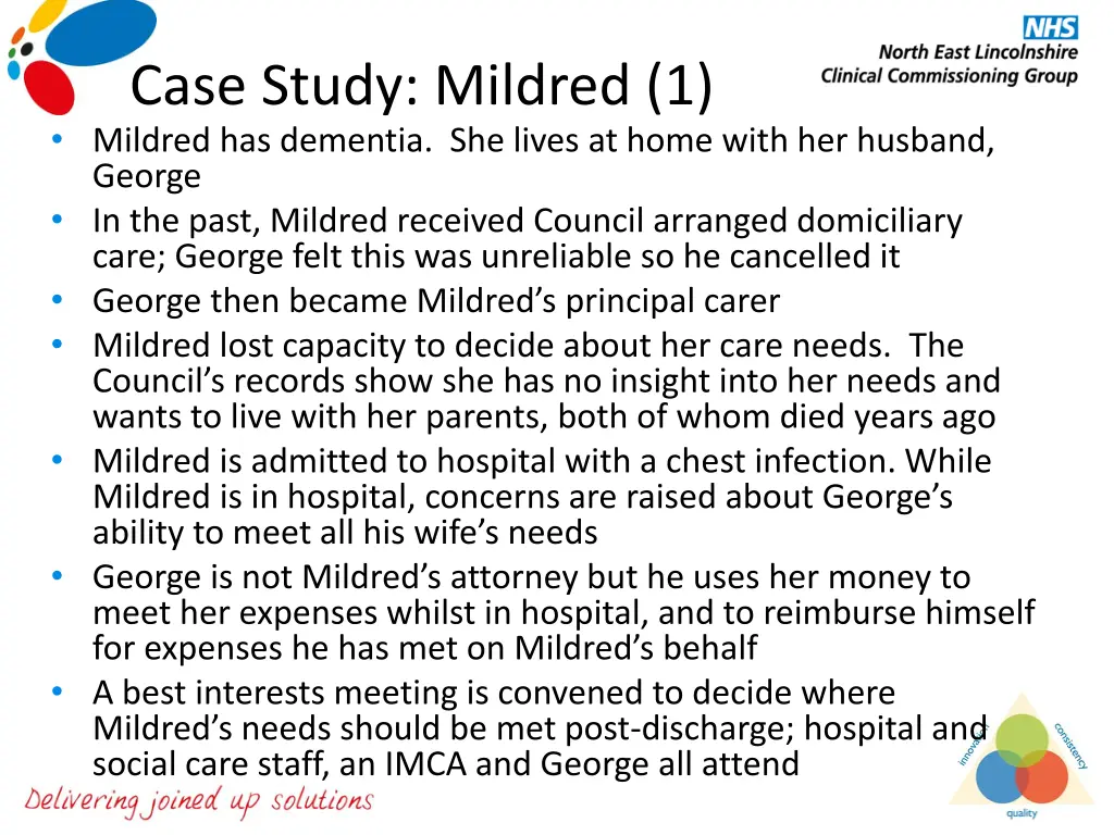 case study mildred 1 mildred has dementia