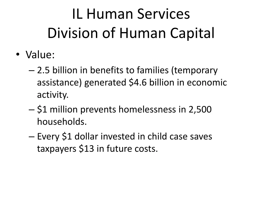 il human services division of human capital value