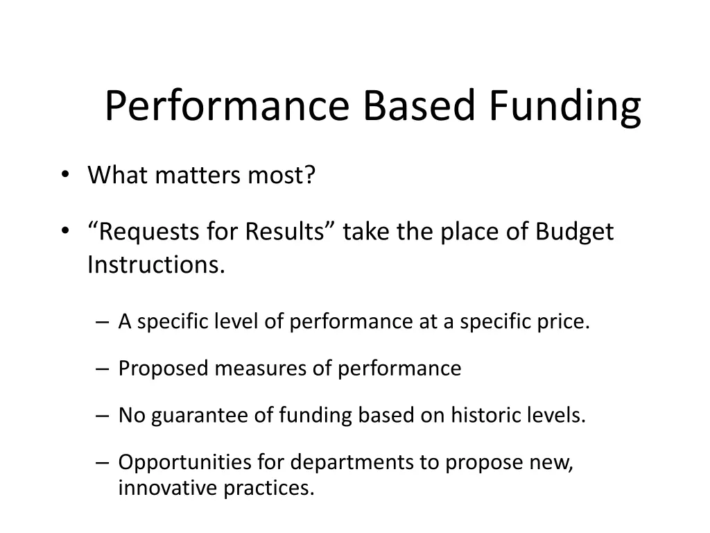 performance based funding