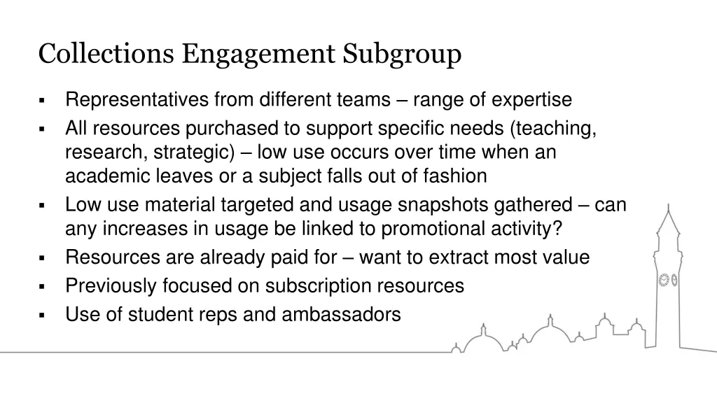 collections engagement subgroup