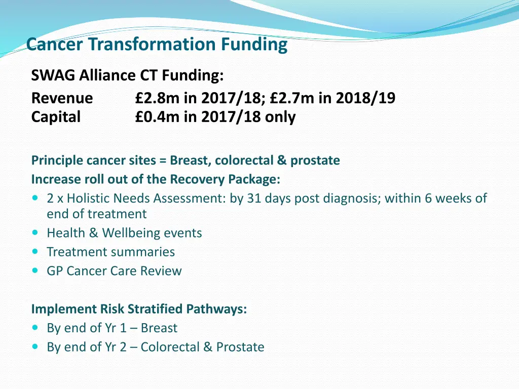 cancer transformation funding