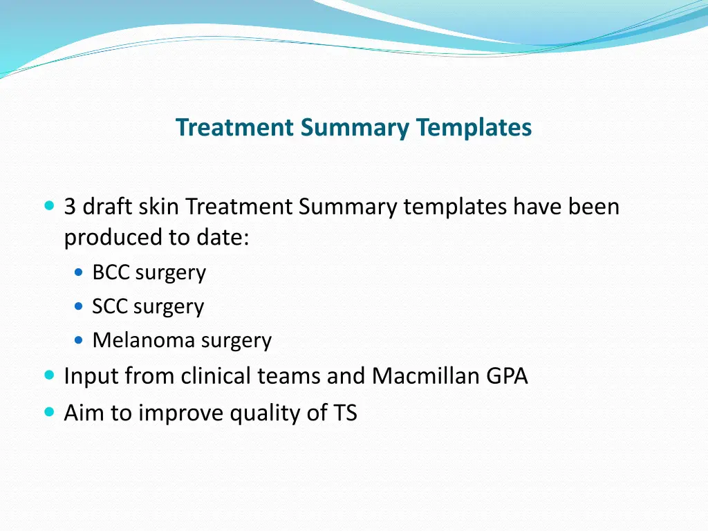 treatment summary templates