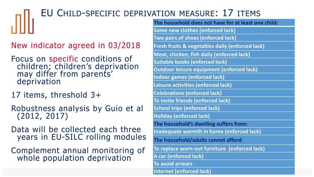 eu c hild specific deprivation measure 17 items