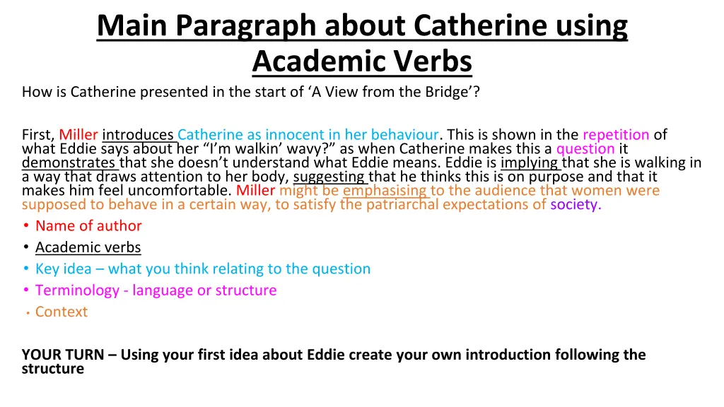 main paragraph about catherine using academic