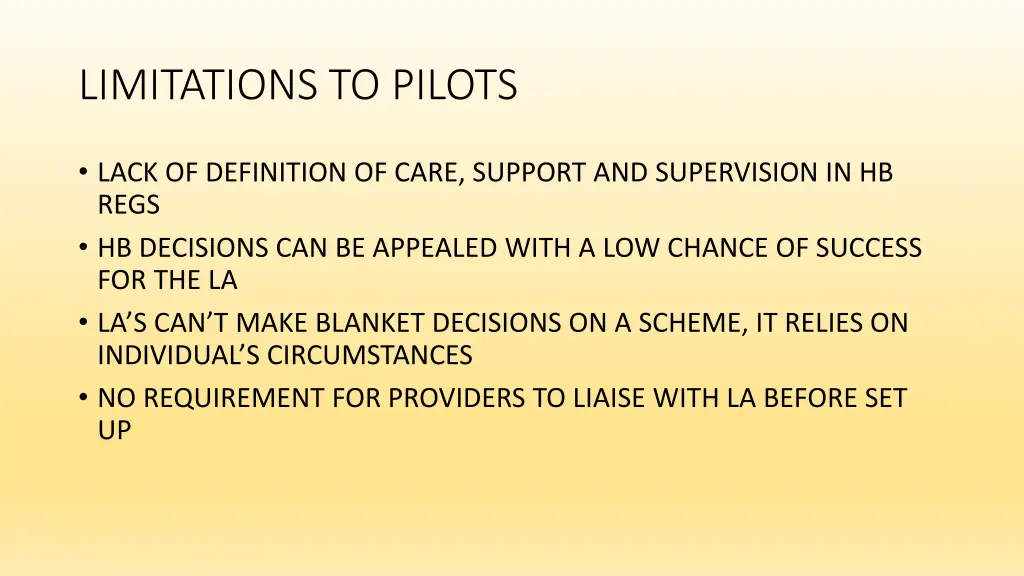 limitations to pilots