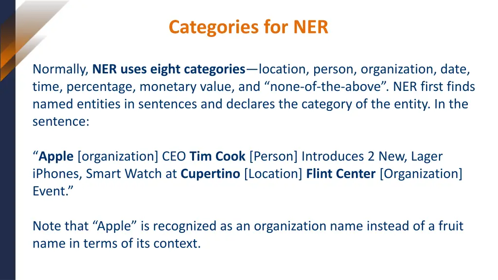 categories for ner