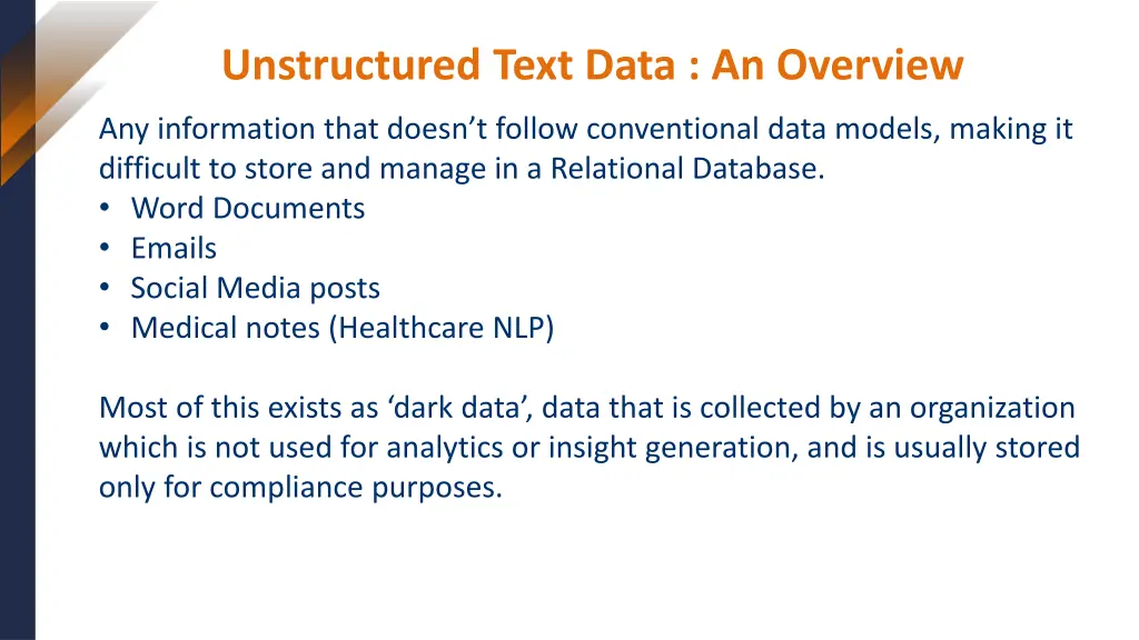 unstructured text data an overview