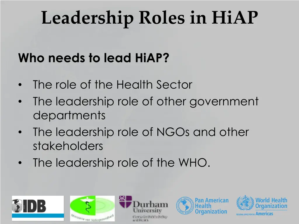 leadership roles in hiap