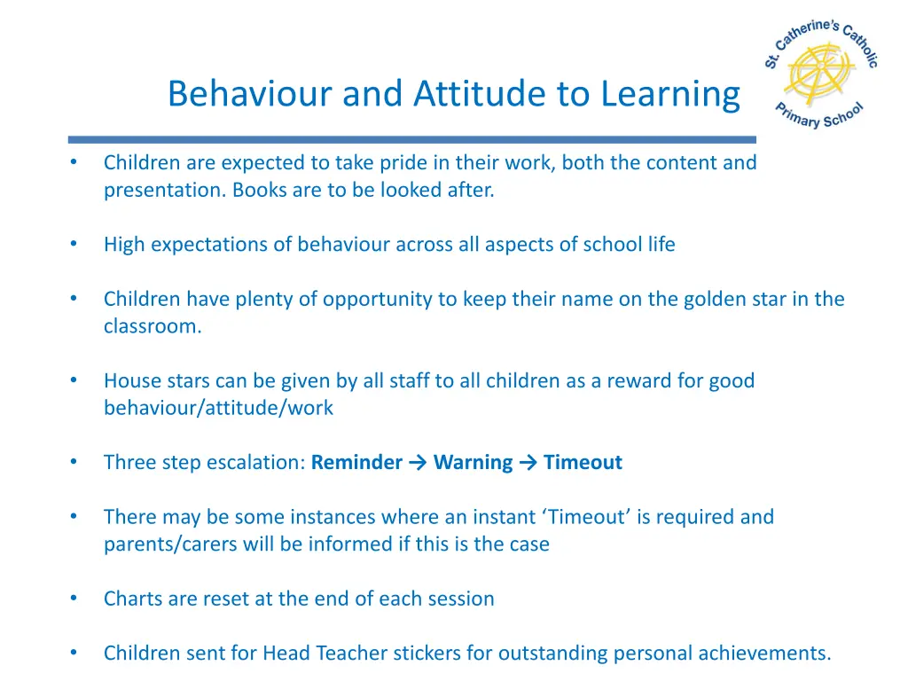 behaviour and attitude to learning