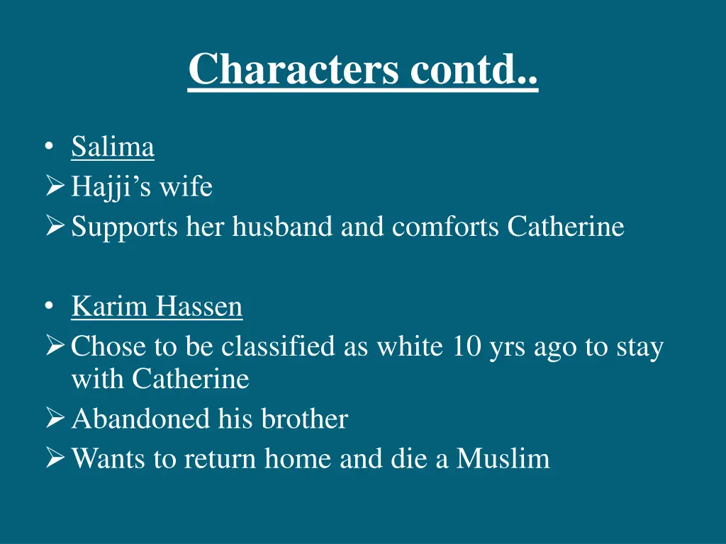 characters contd