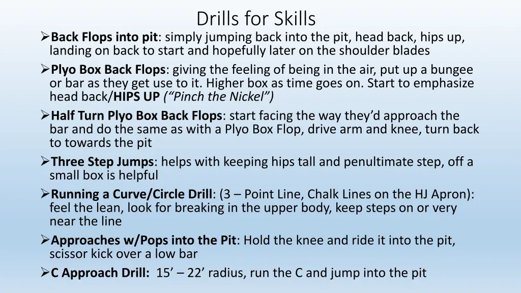 drills for skills