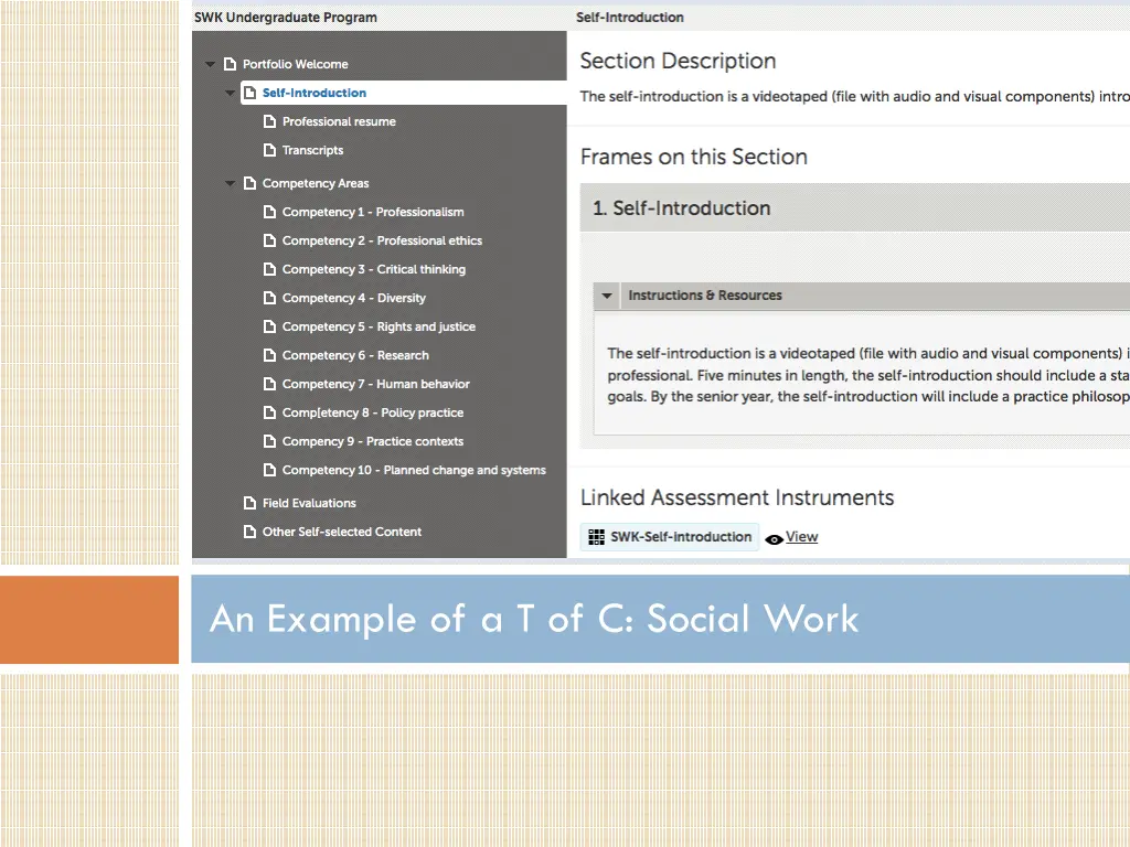 an example of a t of c social work