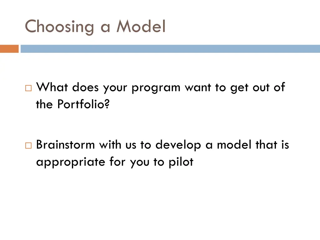 choosing a model