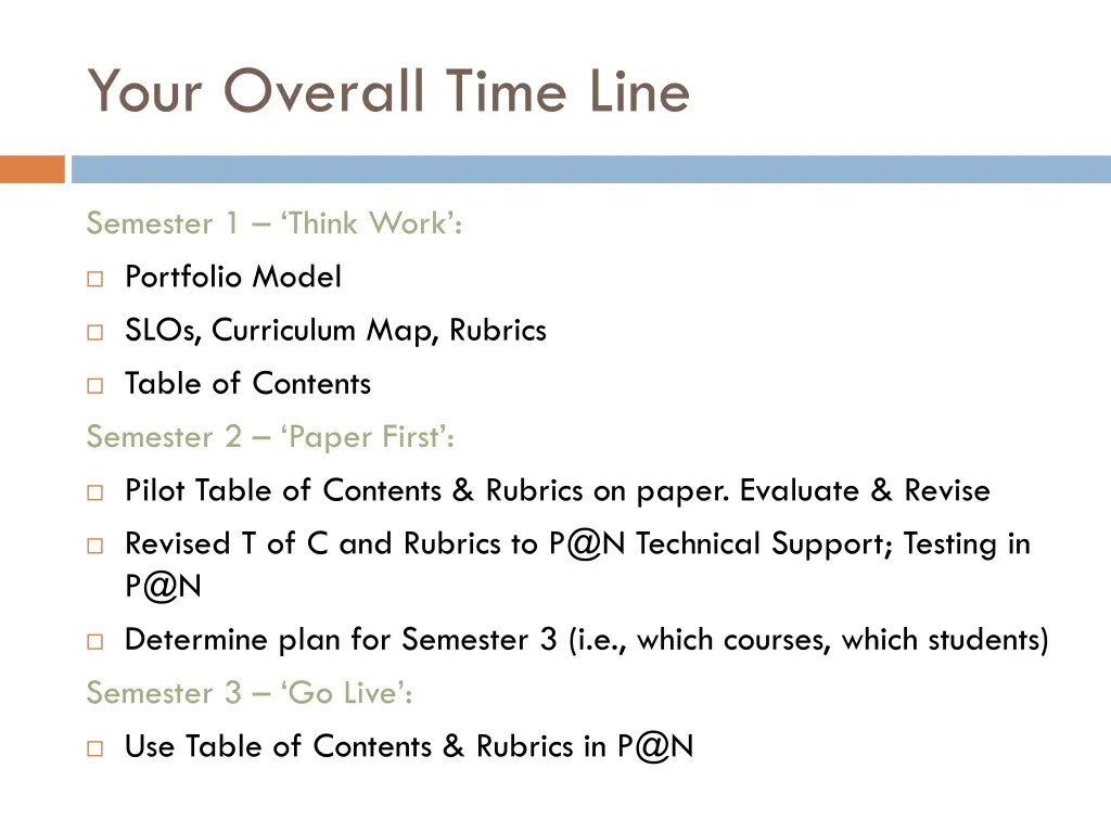 your overall time line