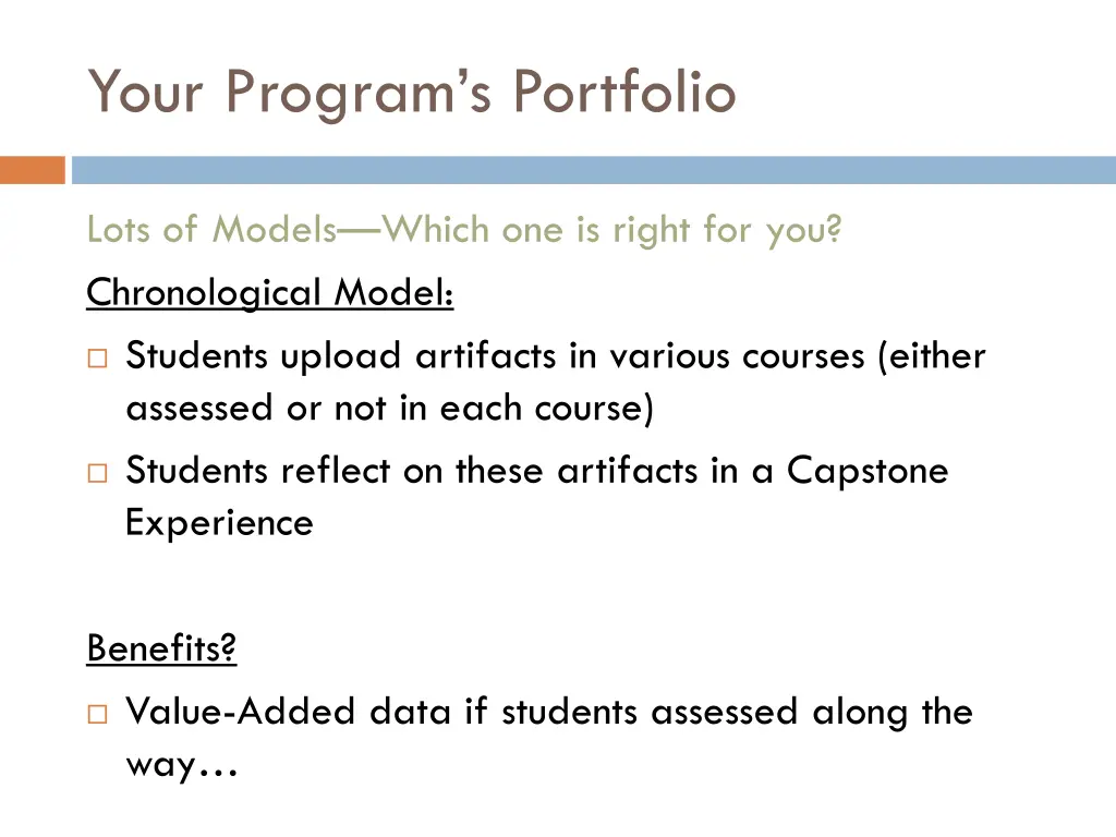 your program s portfolio