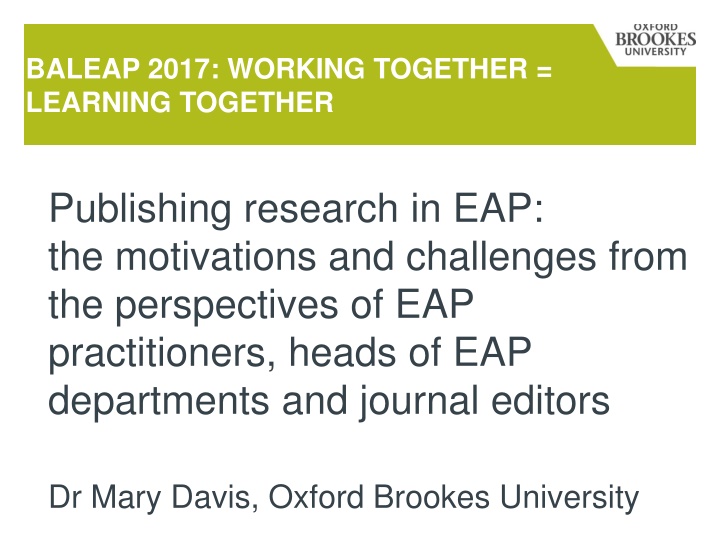 baleap 2017 working together learning together