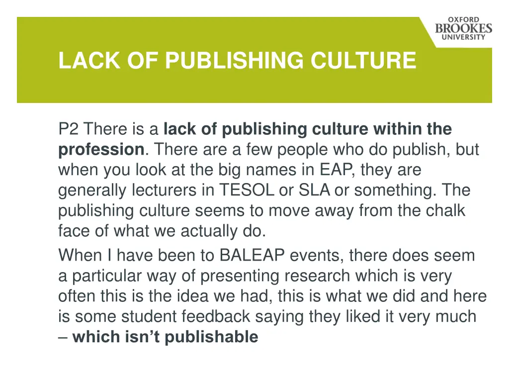 lack of publishing culture