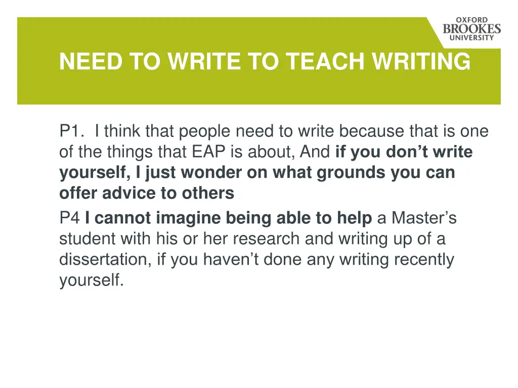 need to write to teach writing