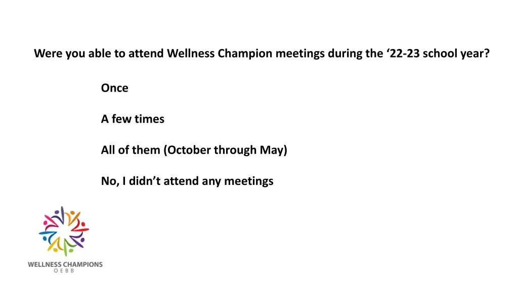 were you able to attend wellness champion