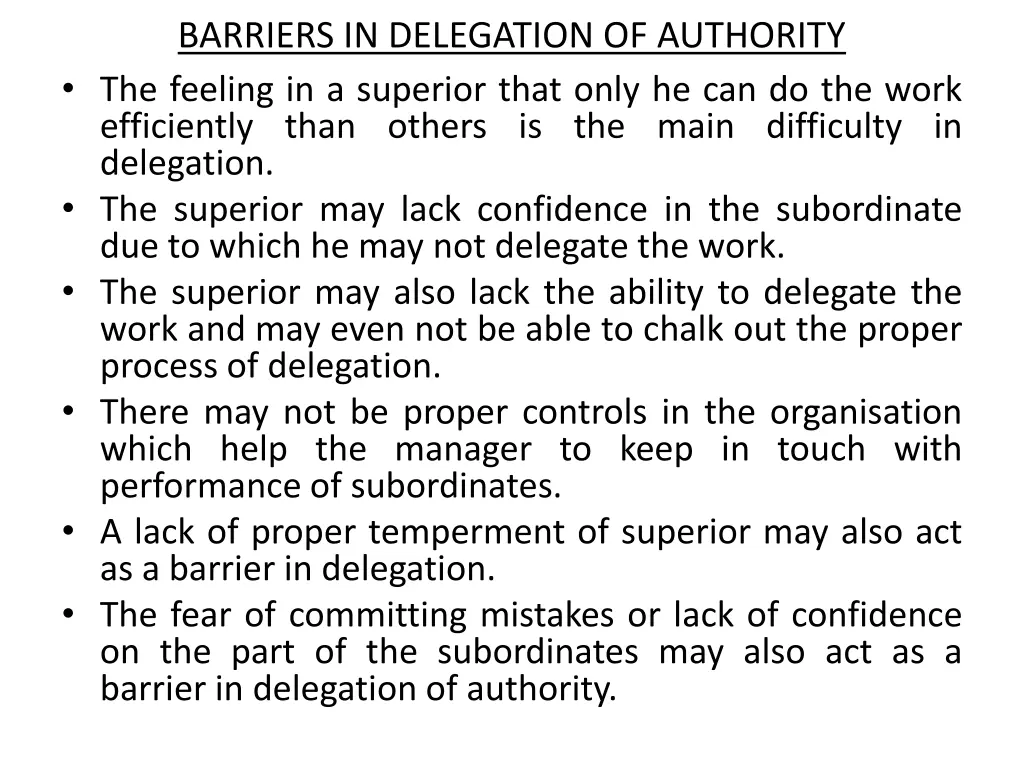 barriers in delegation of authority the feeling