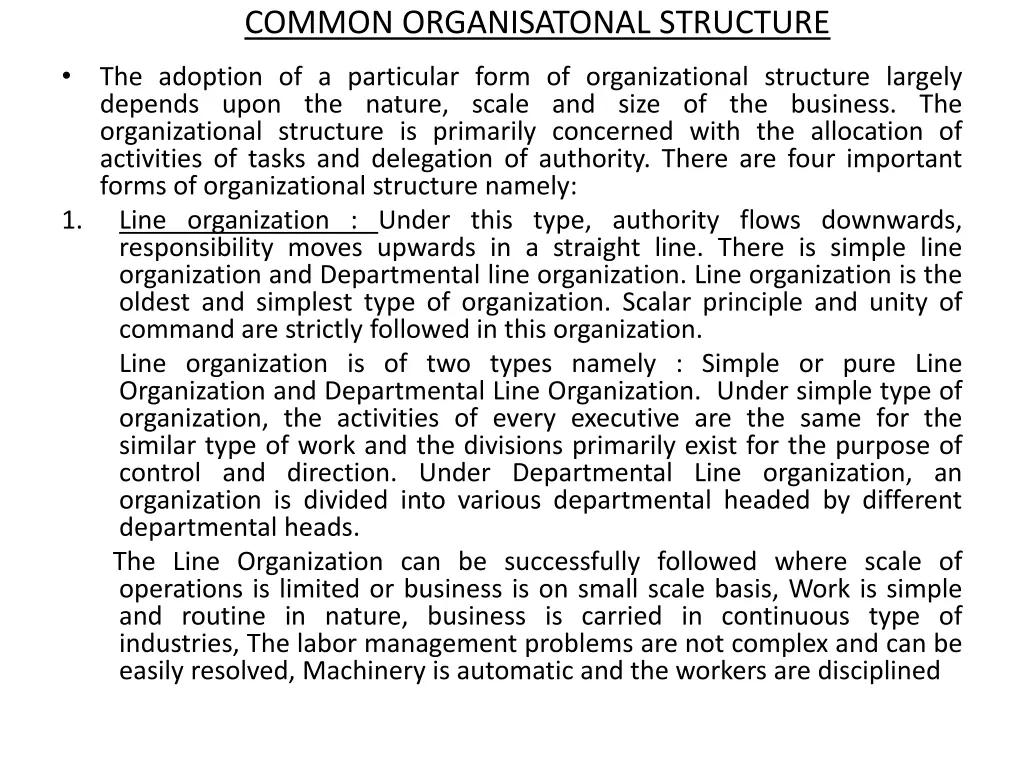 common organisatonal structure