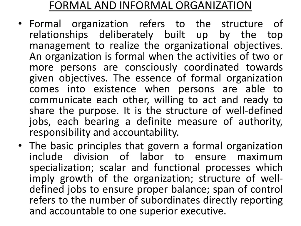 formal and informal organization formal