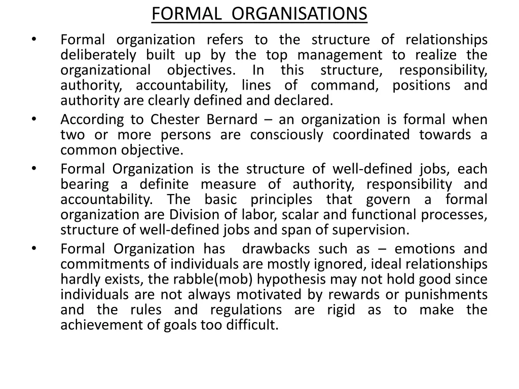 formal organisations formal organization refers