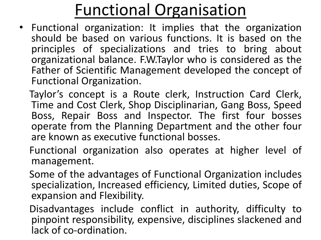 functional organisation functional organization