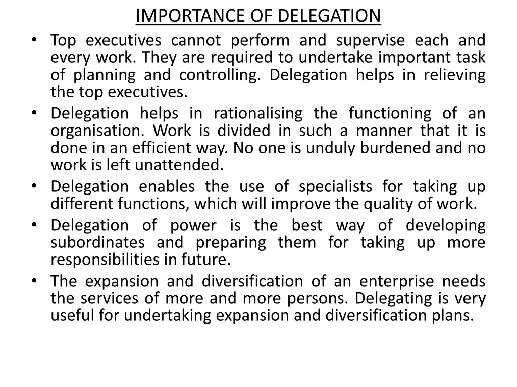 importance of delegation top executives cannot