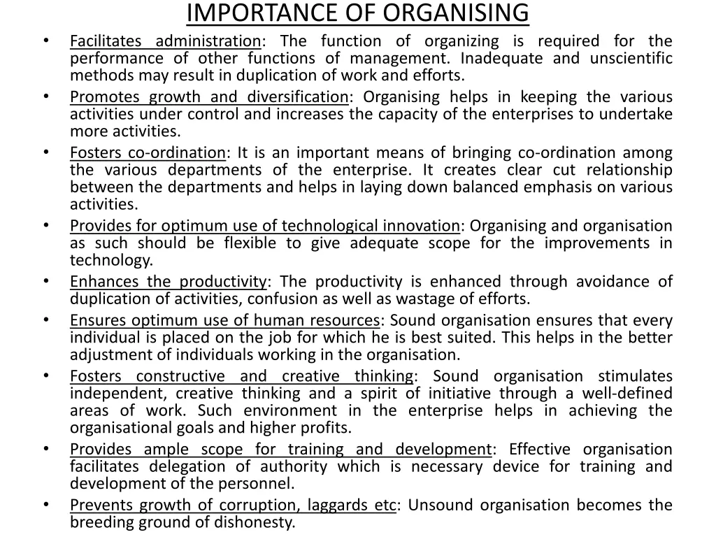 importance of organising facilitates