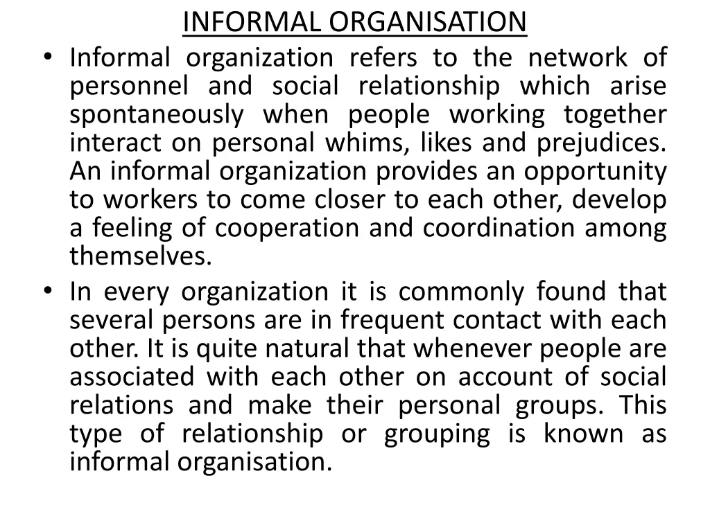 informal organisation informal organization