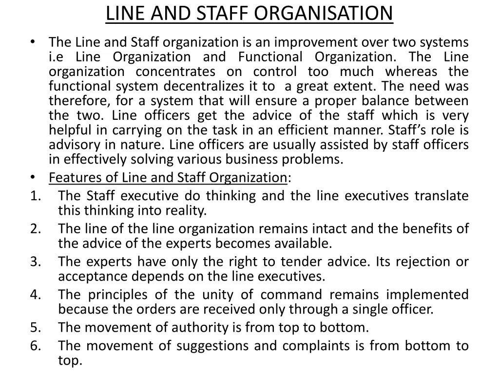 line and staff organisation the line and staff