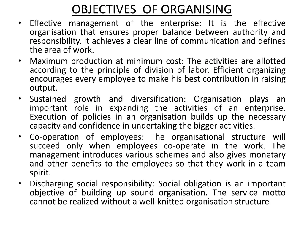 objectives of organising effective management