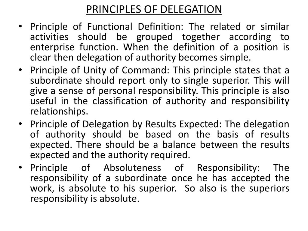 principles of delegation principle of functional