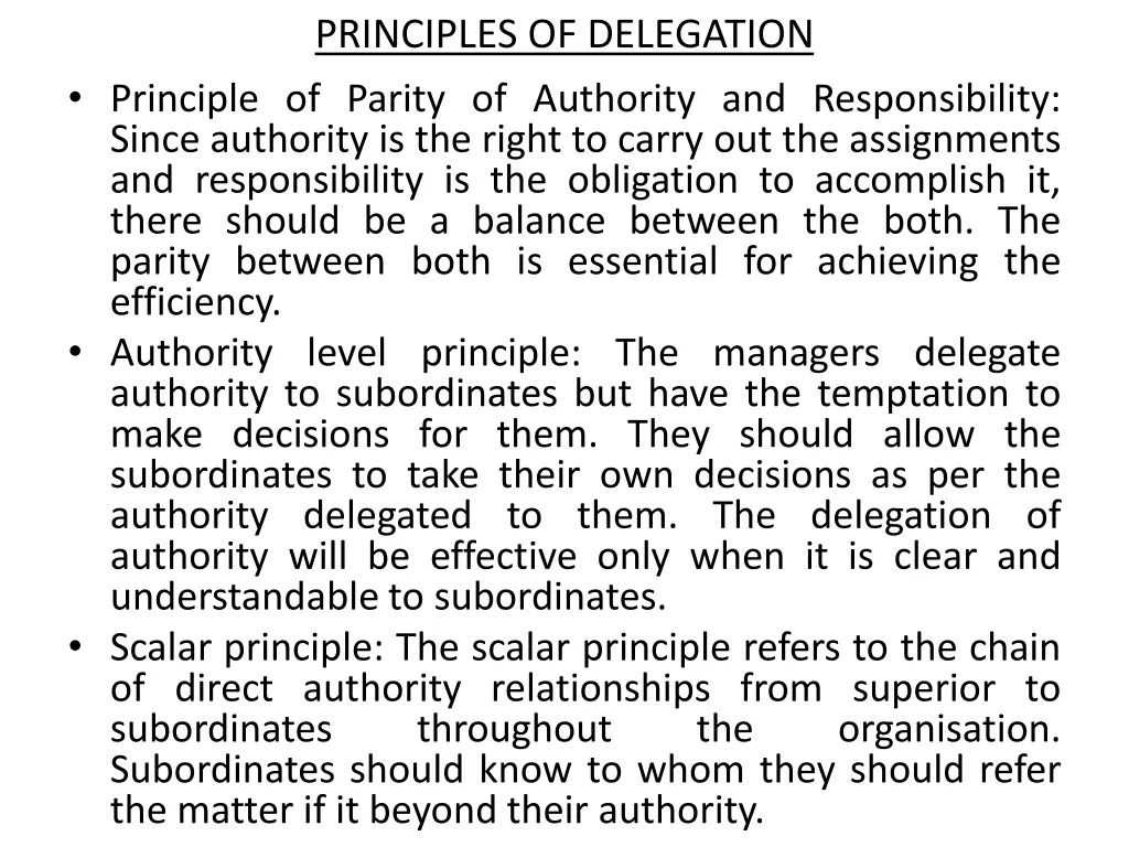 principles of delegation principle of parity