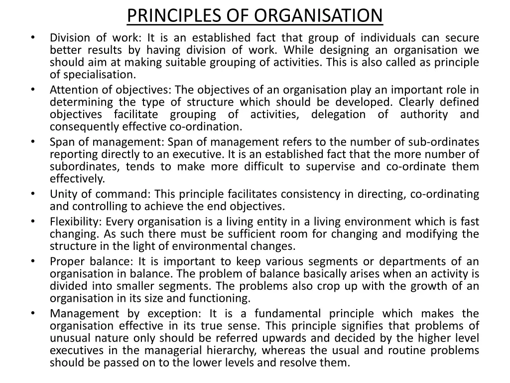 principles of organisation division of work