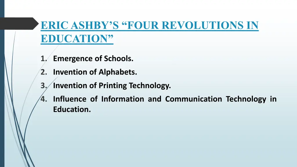 eric ashby s four revolutions in education