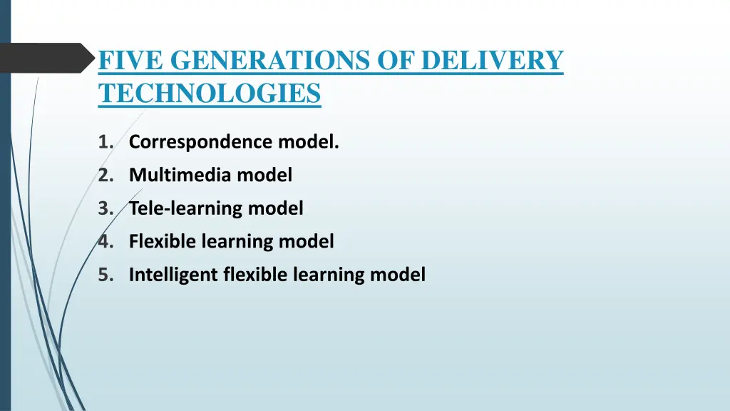 five generations of delivery technologies