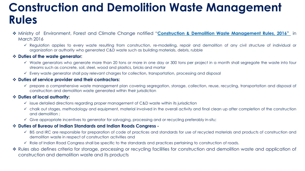 construction and demolition waste management rules