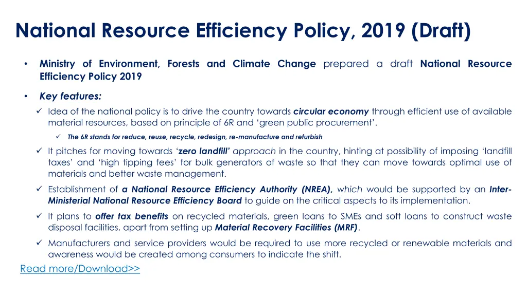 national resource efficiency policy 2019 draft